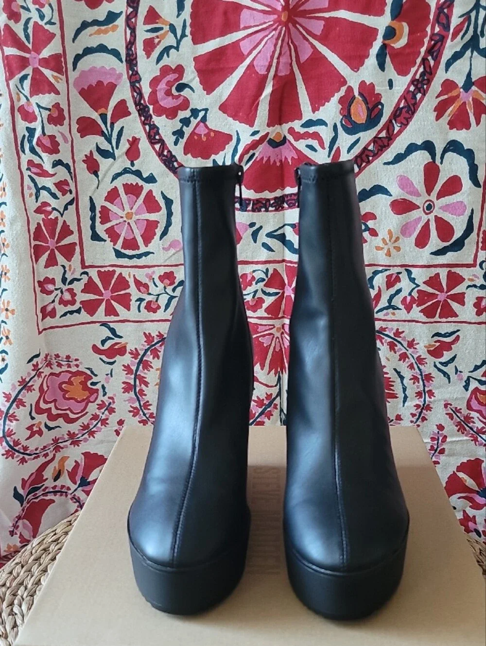 Steve Madden Jassy Black Platform Wedge Ankle Boots